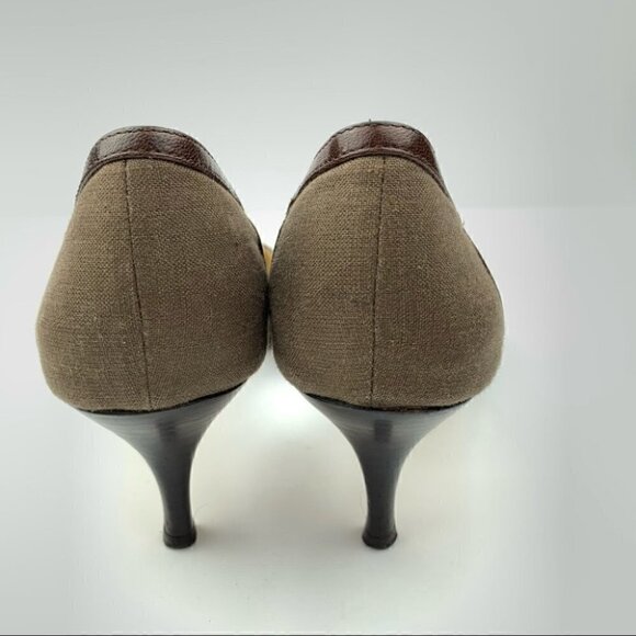 Isaac heels 8.5 brown army green Italian leather old money corp core 90s y2k - Picture 4 of 12